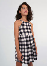 Load image into Gallery viewer, Black/Ivory Check Halter Dress
