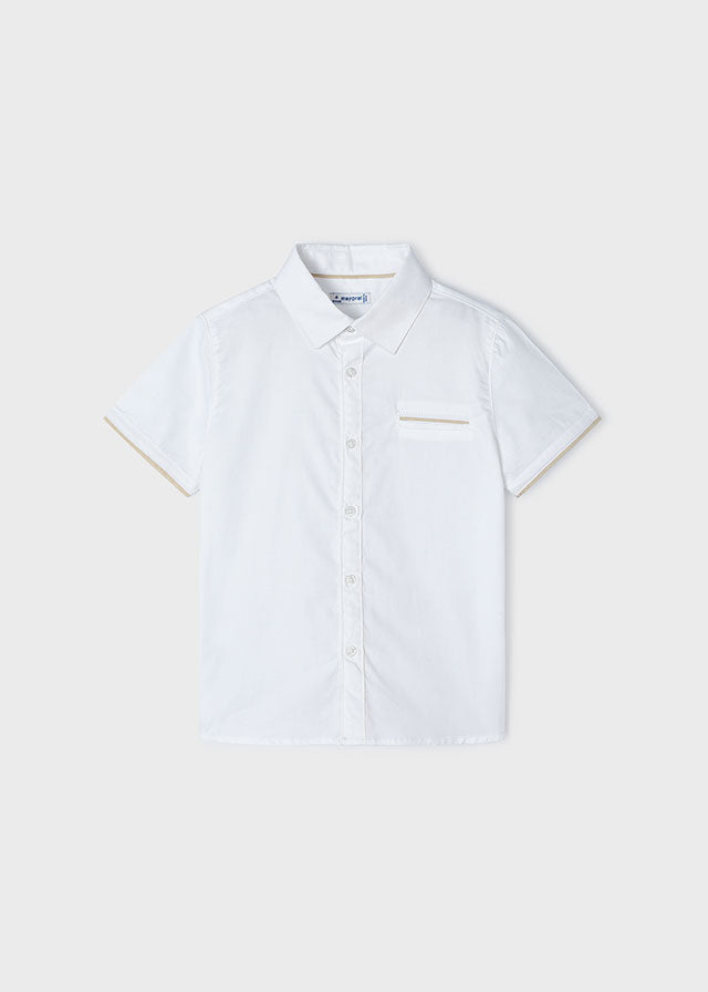 White Short Sleeve Collared Button Up