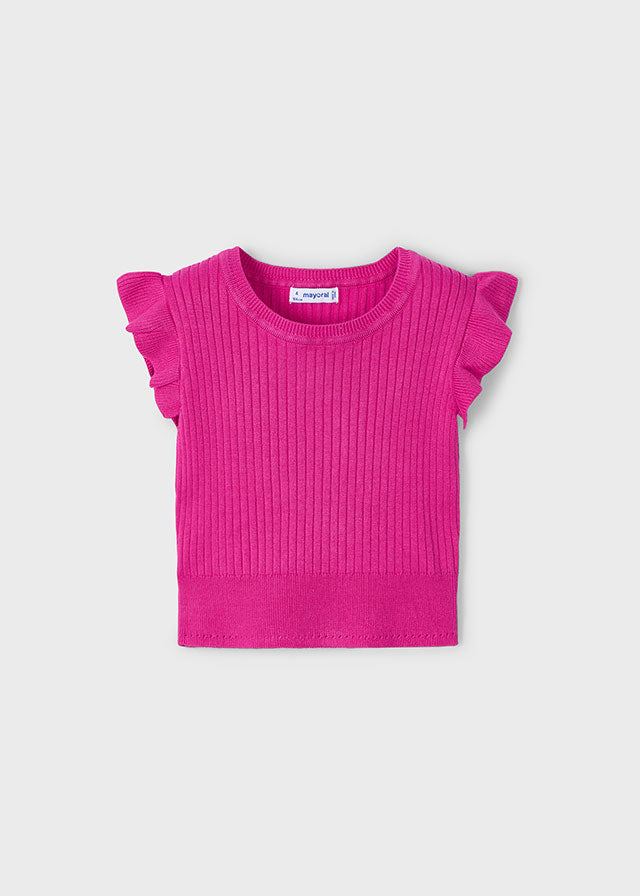 Ribbed Magenta Knit Top