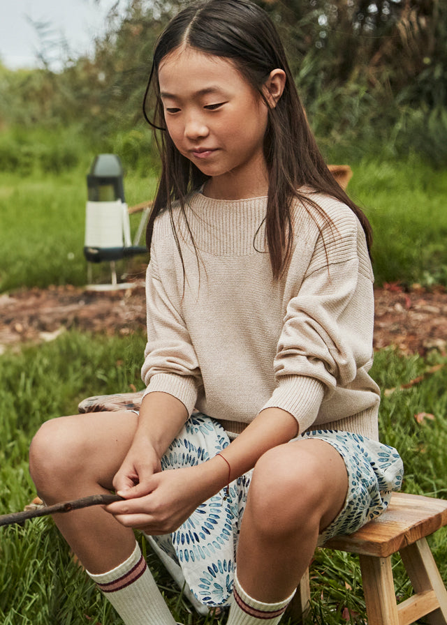 Elegant Ribbed Almond Mix Sweater