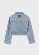 Load image into Gallery viewer, Girl&#39;s Light Wash Cropped Jean Jacket
