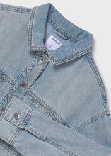 Load image into Gallery viewer, Girl&#39;s Light Wash Cropped Jean Jacket
