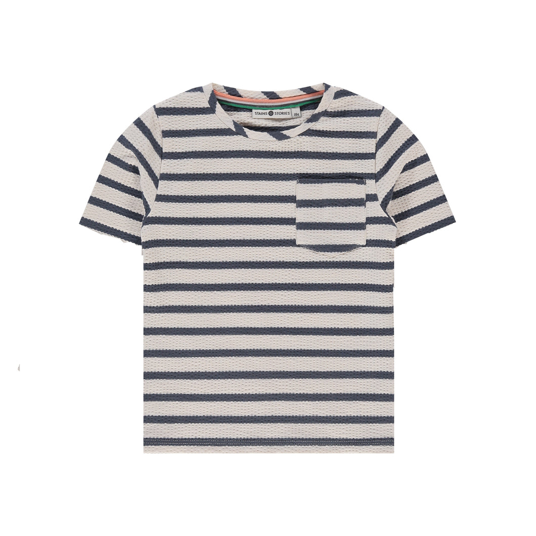 Navy Stripe Waffle Tee