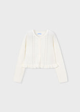 Load image into Gallery viewer, Girl's Ruffled Ivory Knit Cardigan
