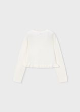 Load image into Gallery viewer, Girl's Ruffled Ivory Knit Cardigan
