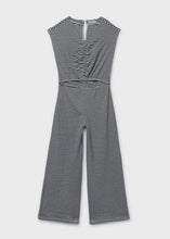 Load image into Gallery viewer, Cream/Black Striped Peek-A-Boo Striped Jumpsuit
