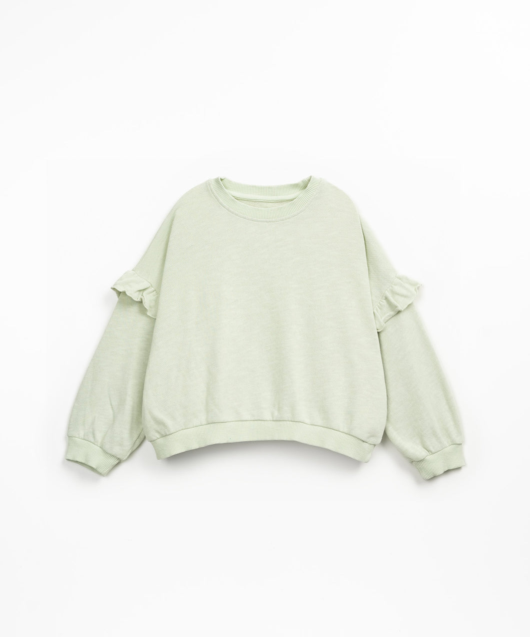Light Sage Ruffled Crewneck