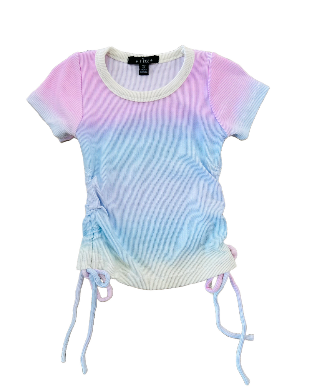 Rainbow Ombré Side Ruched Tee