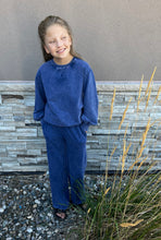 Load image into Gallery viewer, Navy Mineral Wash 2-Piece Girl's Sweat Set
