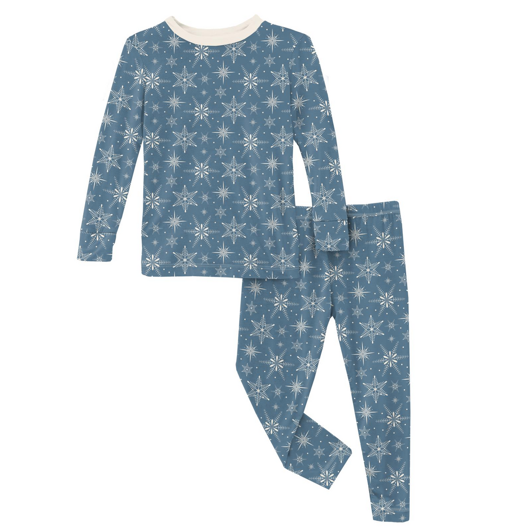 Parisian Blue Snowflakes Print Pajama Set