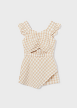 Load image into Gallery viewer, Beige Gingham Romper
