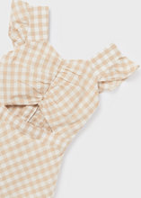 Load image into Gallery viewer, Beige Gingham Romper
