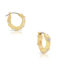 Load image into Gallery viewer, Gold Hoop Earrings With CZ Stones
