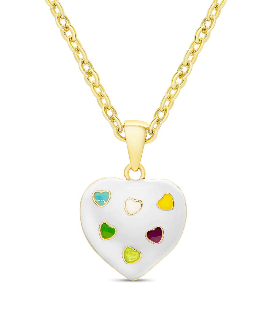 White Puffed Heart Pendant Necklace