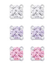 Load image into Gallery viewer, Sterling Silver CZ Studs 3pc Earring Set

