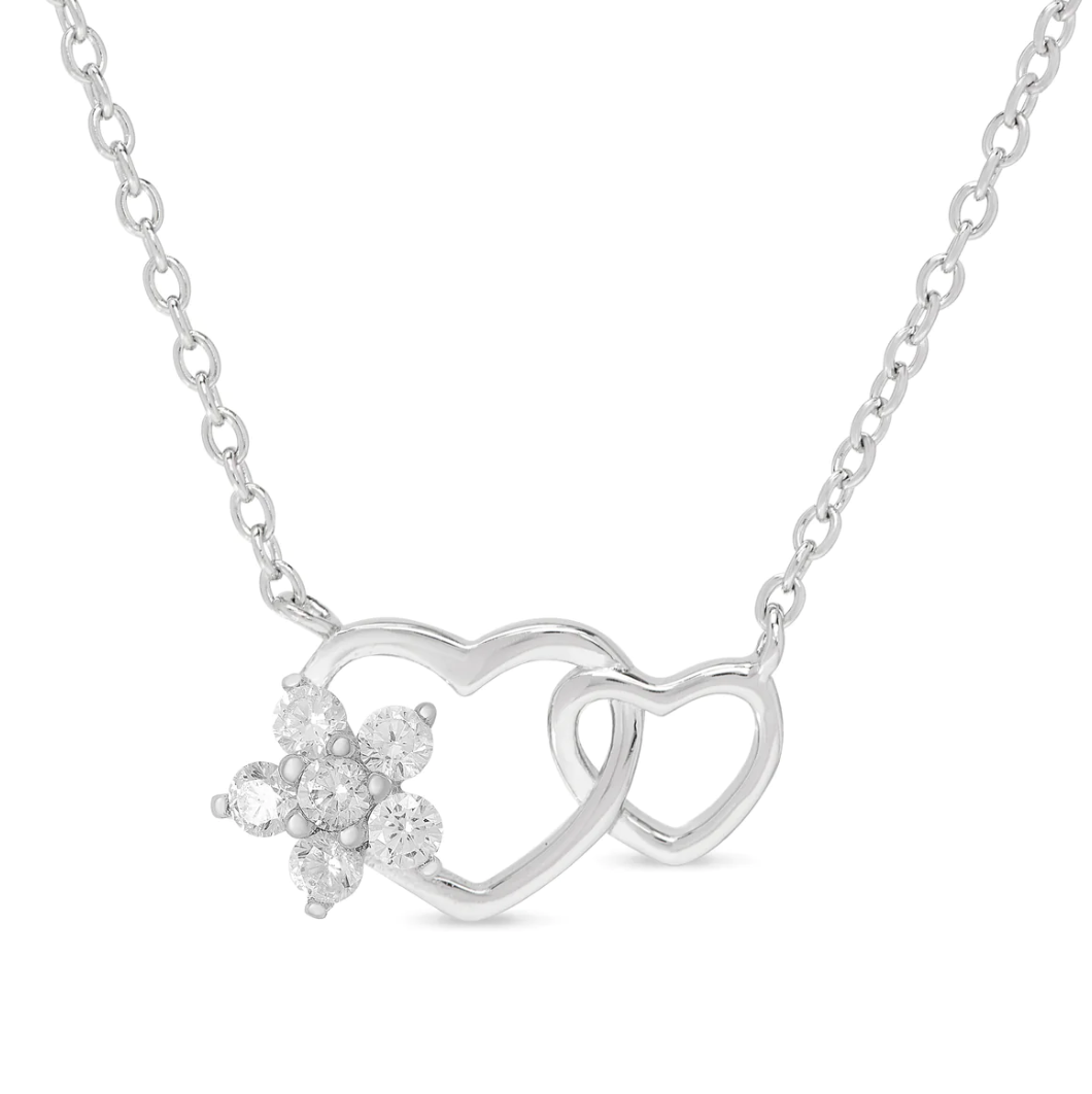Double Heart Flower Necklace