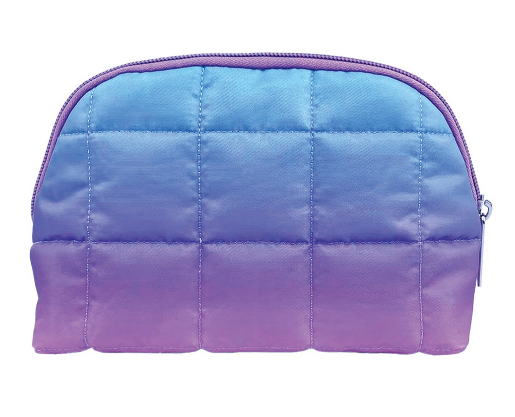 Purple Ombré Quilted Oval Cosmetic Bag