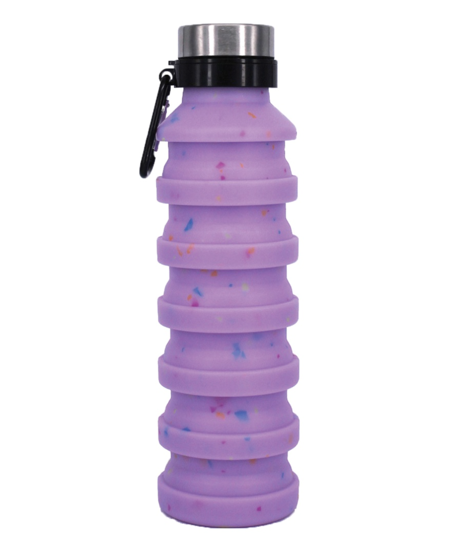 Purple Confetti Collapsible Water Bottle