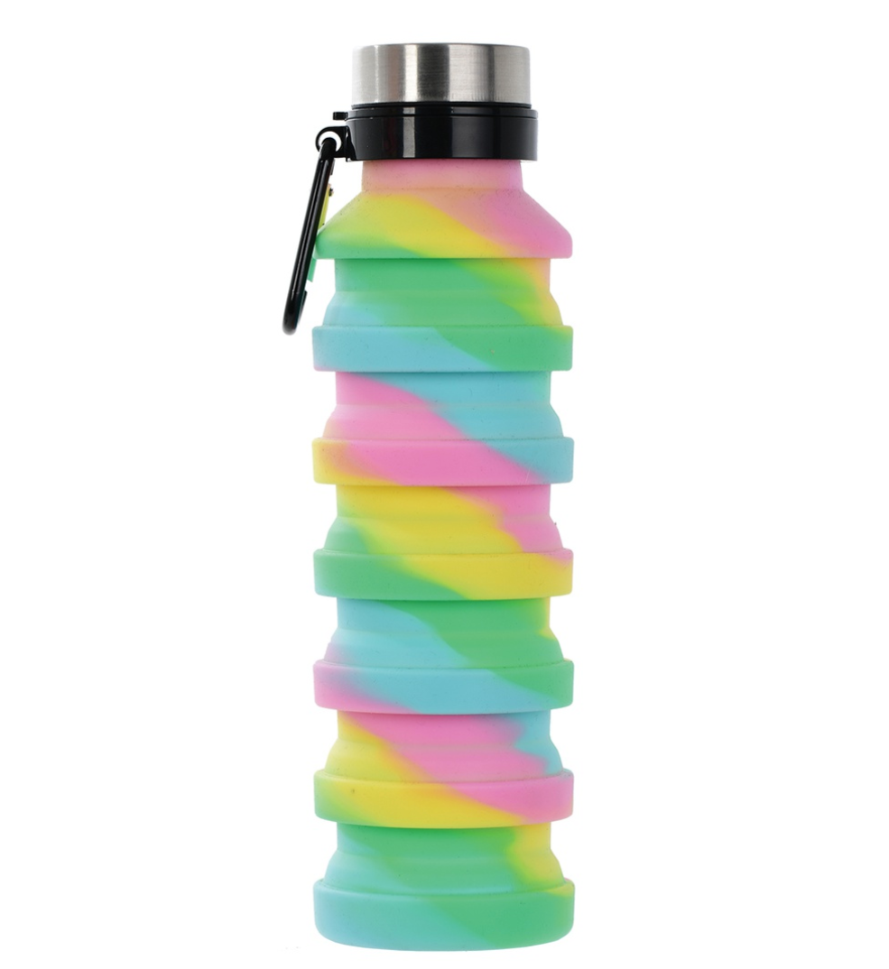 Swirl Tie Dye Silicone Collapsible Water Bottle