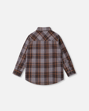 Load image into Gallery viewer, Dark Grey Plaid Flannel Button Up
