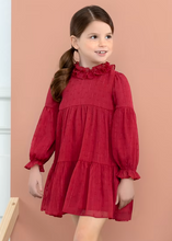 Load image into Gallery viewer, Christmas Red Plumetti Chiffon Dress
