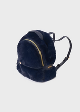Load image into Gallery viewer, Navy Faux Fur Backpack
