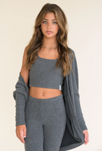 Load image into Gallery viewer, Heather Charcoal Hacci Rib Batwing Cardigan
