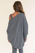 Load image into Gallery viewer, Heather Charcoal Hacci Rib Batwing Cardigan
