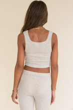 Load image into Gallery viewer, Heather Oatmeal Hacci Rib Cropped Tank
