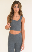 Load image into Gallery viewer, Heather Charcoal Hacci Rib Cropped Tank
