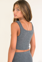 Load image into Gallery viewer, Heather Charcoal Hacci Rib Cropped Tank
