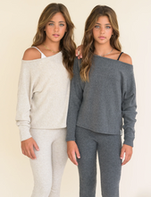 Load image into Gallery viewer, Heather Charcoal Hacci Rib Pullover
