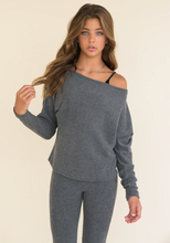 Load image into Gallery viewer, Heather Charcoal Hacci Rib Pullover
