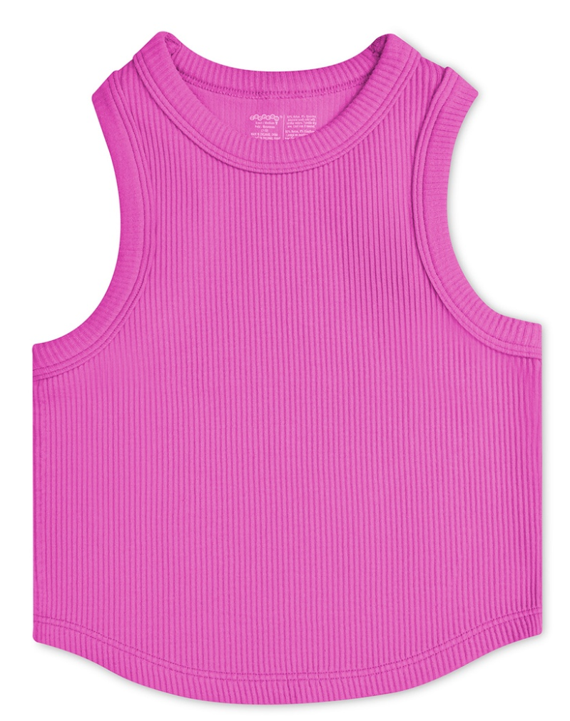 Pretty Pink Cropped Ribbed Racerback Tank Top