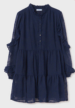 Load image into Gallery viewer, Chiffon Ruffled Navy Dress
