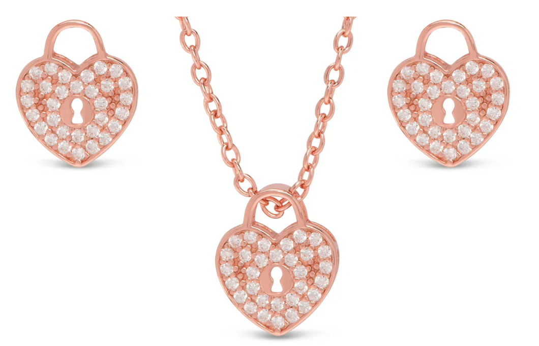 Rose Gold Necklace And Earring Set