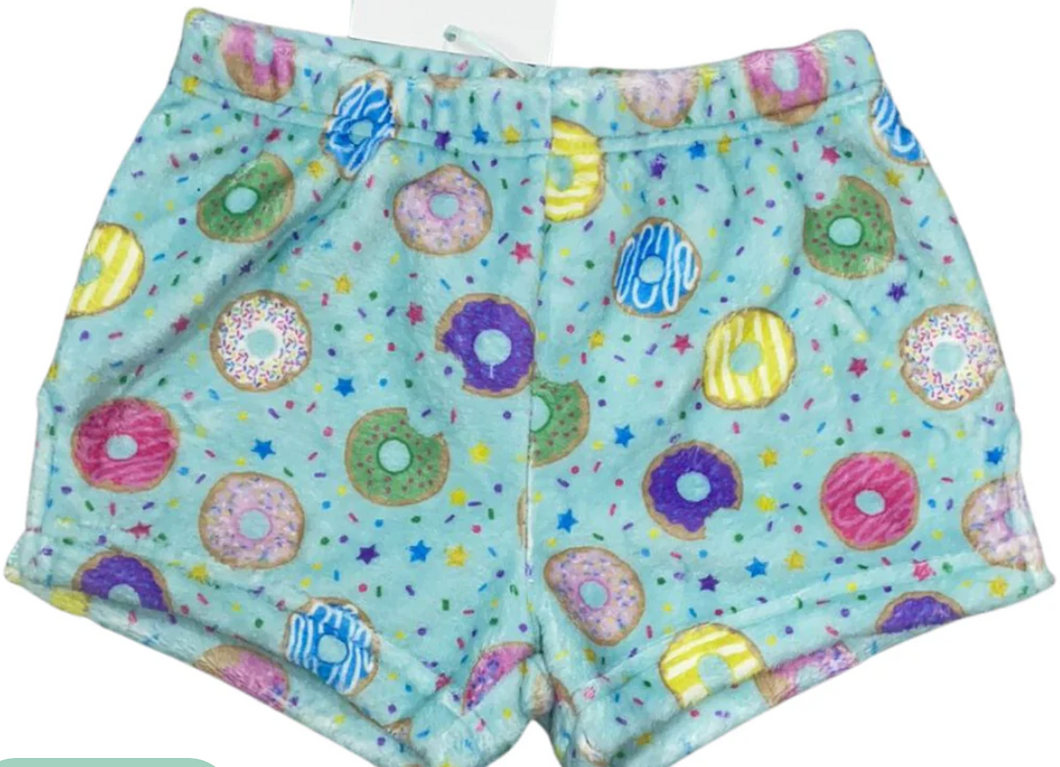 Turquoise Donut Plush Shorts