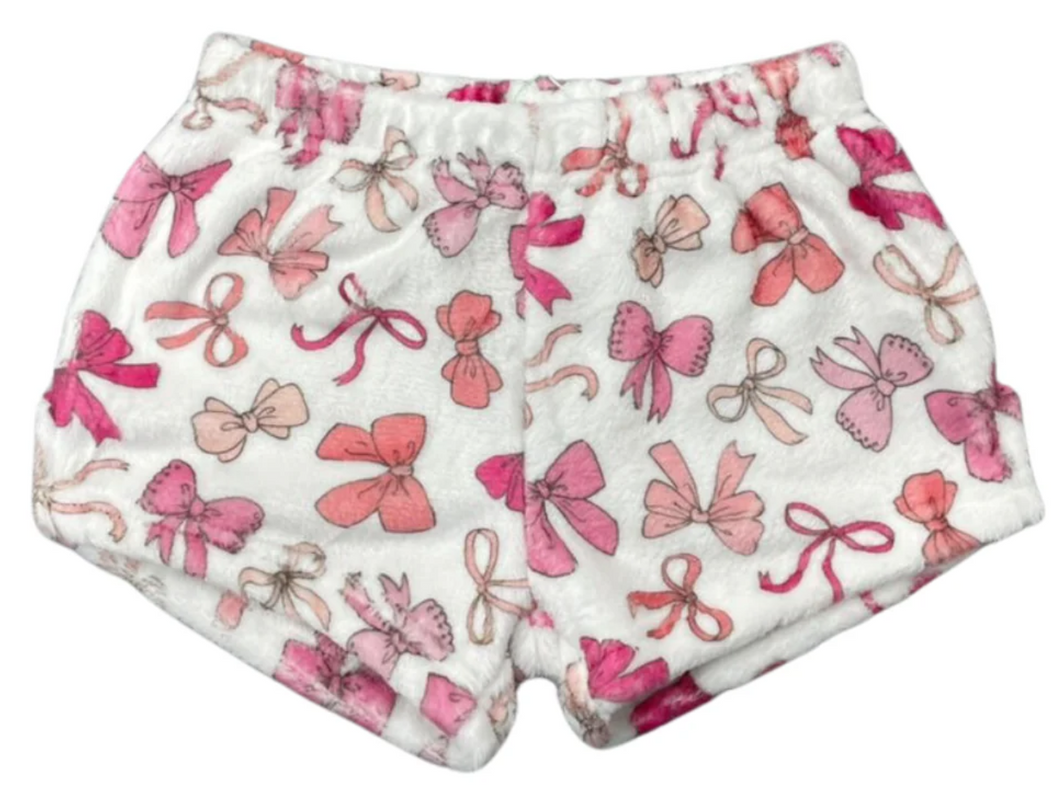 Pink Bow Plush Lounge Shorts