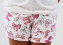 Load image into Gallery viewer, Pink Bow Plush Lounge Shorts
