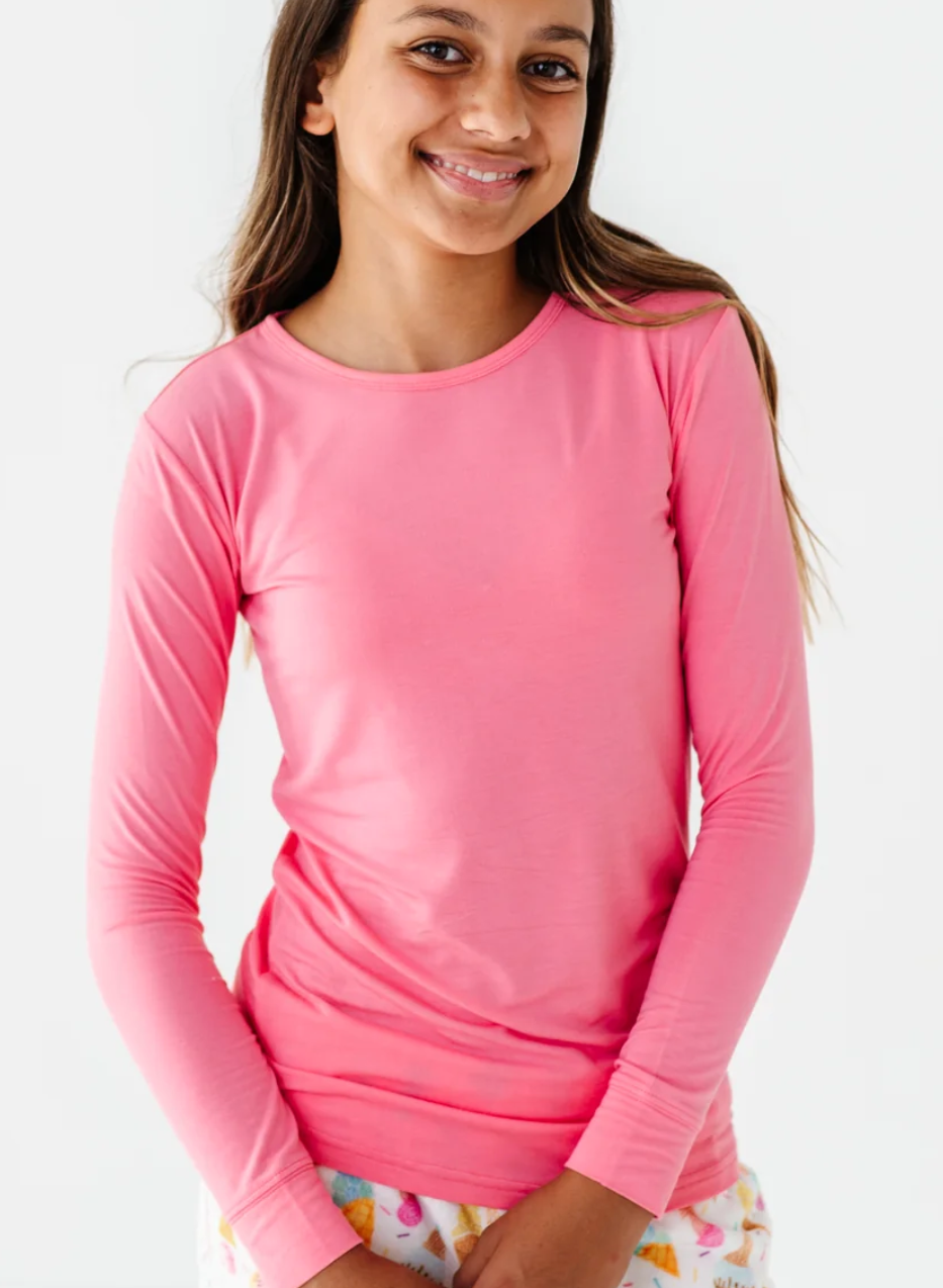 Long Sleeve Scoop Blush Pink Tee