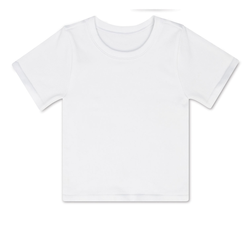 White Ribbed Short Sleeve Shirt