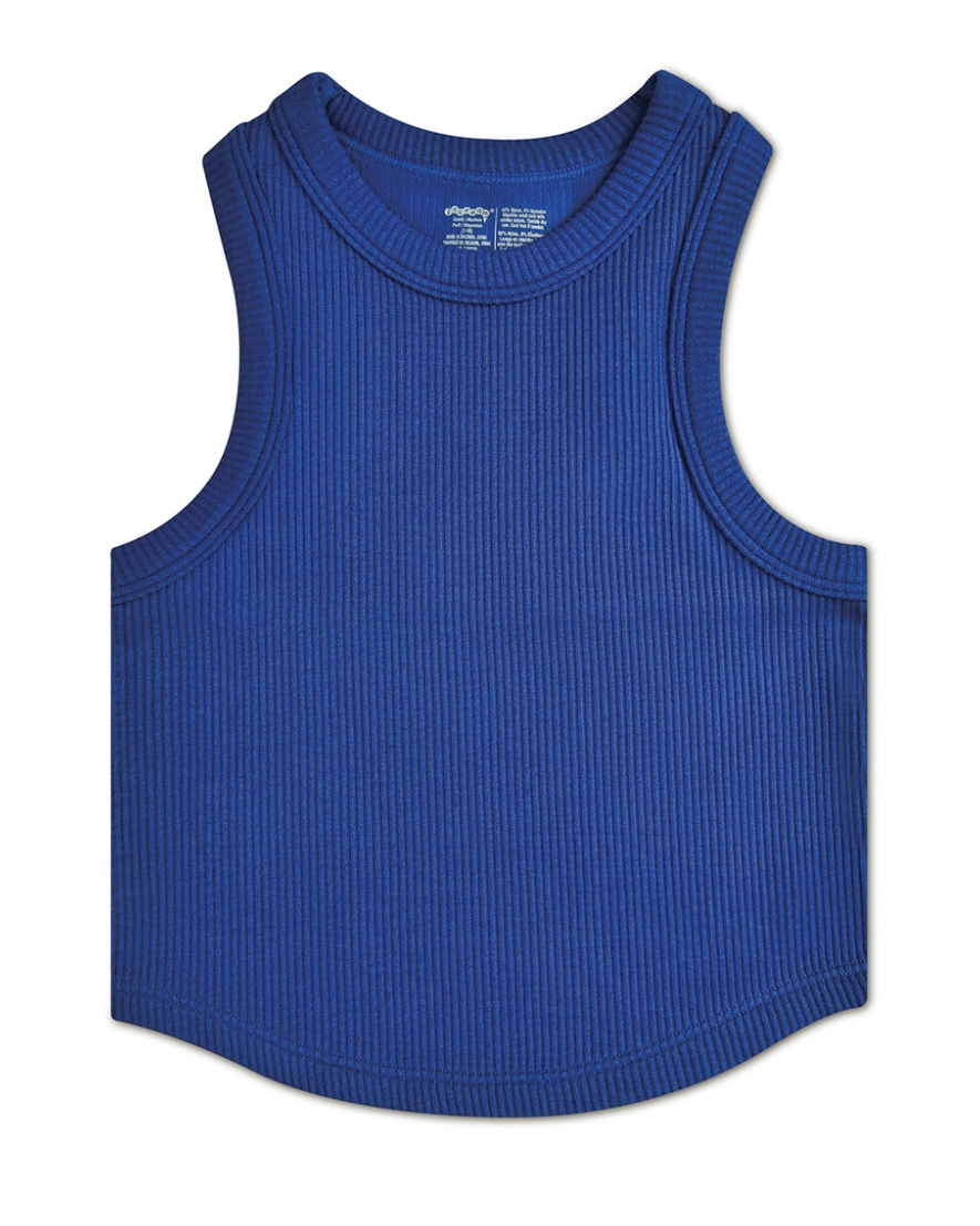 Midnight Cropped Ribbed Racerback Tank Top
