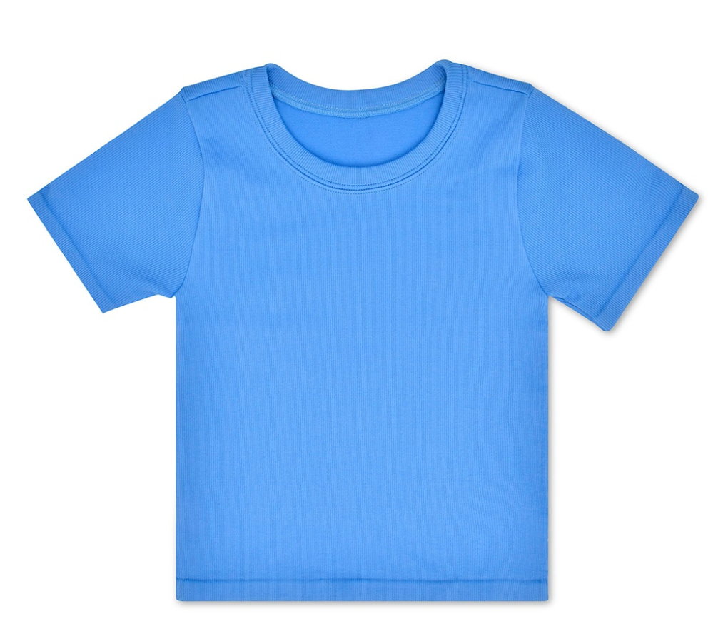 Bright Blue Ribbed Short Sleeve Shirt