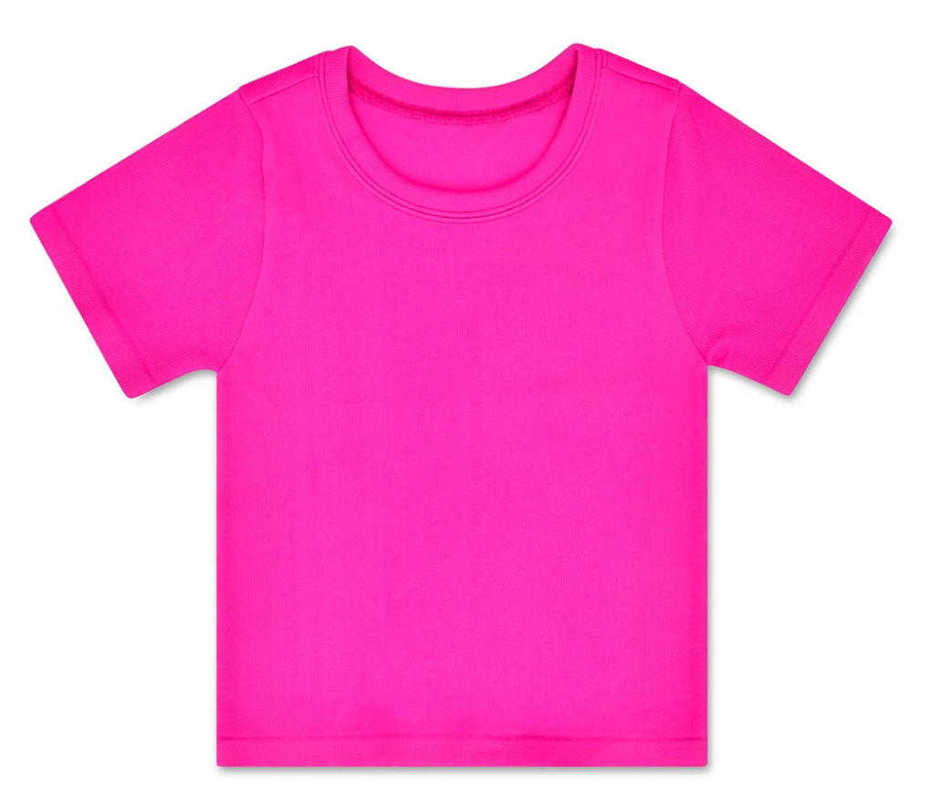 Pretty Pink Ribbed Short Sleeve Shirt
