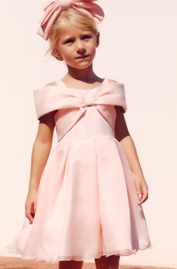 Organza Bow Dress In Peach
