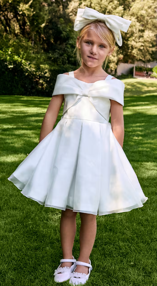 Organza Bow Dress In Ivory