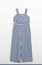 Load image into Gallery viewer, Striped Two-tone Navy And White Jumpsuit

