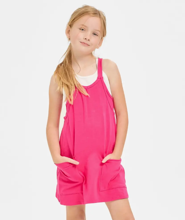 Tank Dress With Built-In Romper In Hot Pink