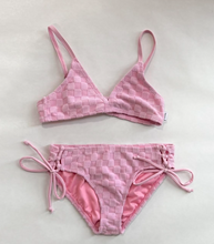 Load image into Gallery viewer, Candy Pink Checkered Terry 2-Piece Swimsuit

