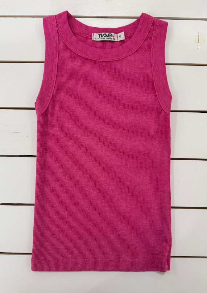 Hot Pink Ribbed Crew Tank